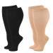Zingso Wide calf compression stockings for women and men 2 pairs of oversize extra large support socks stockings reduced swelling and pain for nurses running beige xxxl
