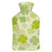 Clover Green Hot Water Bottle With Cover Plush Bed Bottle Hand Warmer For Adults And Children 26.5X15.3cm