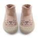 Toddler Sock Shoes Cute Baby First Walking Shoes Soft Sole with Grips for Boys Girls 12-18 Months Coffee