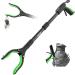 Jellas Reacher Grabber Tool, 90 Rotating Head, 32" Foldable Claw Grabber with Shoehorn, Reaching Assist Tool for Trash Pick Up, Litter Picker, RGSP01 (Green)