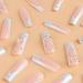 24pcs Long Square French Tip Press on Nails with 3D Metal Butterfly and Rhinestone Acrylic Nails - Pink White False Nails for Women Manicure Decor - Buy Online on GoSupps.com