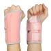 Nucamper Breathable wristwear wrinkle bandage with metal-style stabilizer men women wristlear bandage adjustable wrist rails for arthritis tendinitis sprain pink gray L/XL right and left hand (2 pieces)