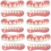 Xzlzmd Silica gel dentures Comfort fit temporary teeth cosmetic dental veneers upper jaw and lower jaw instant smile reusable teeth prosthesis 6 pair