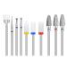 10Pcs Nail Drill Bits for Acrylic Nails Professional Tungsten Carbide and Ceramic 3/32 Nail Drill Bit Set for Remove Cuticles of Engraved Gel Nails or Acrylic Nails