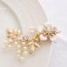JUSTUSNX Gold Bride Flower Hair Accessories Pearl Crystal Headpiece Wedding Hair Pins Bridal Hair Piece for Women and Girls - Buy Online on GoSupps.com