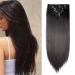 8PCS Hairpiece Clip in Hair Extensions -Jet Black 24inch Long Straight Synthetic Hair Piece for Full Head 26 Inch Straight #Jet Black