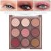 9Colors Neutral Nude Red Brown Eye Shadow Palette Rose Gold Naked Cream Eyeshadow Palette Makeup Highly Pigmented Natural Eyeshadow Palette for Brown Eyes Long Lasting Naturing-Looking Travel Gift Kit 03#Nude Red Brown