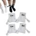 LELEBEAR 2Pairs Funny Magnetic Suction 3D Doll Couple Socks Unisex Novelty Couple Holding Hands Sock One Size 2pairs Type B White