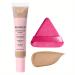 CC Cream Bb Cream Foundation Skin Tone Adjusting Matte Colour Correcting Brightening Face Cream Full Coverage Foundation Anti-Redness with Triangle Powder Puff Set (Sand)