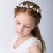 IYOU Flower Headpiece Pearl Wedding Headband Gold Crystal Floral Communion Hair Tiair Accessories for Flower Girls and Bridesmaid. - Buy Online on GoSupps.com