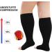 Putuo Compression Stockings for Thick Calves - Men's & Women's Thrombosis Socks - Open Tip Support Stockings for Travel Medical & Running - 4XL Black Pair - Buy Online on GoSupps.com