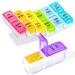 Pill Box 2 Times a Day 7 Day Pill Box (With Multi-Language Labels) AM PM Pill Box Removable Weekly Pill Box Transparent Rainbow Lids Portable Travel Pill Box for 8 cm