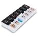 Weekly Pill Organizer 7-Day Detachable Pill Box Twice a Day Suitable for Travel Vitamins Fish Oil and Medication Supplements (Black and White)