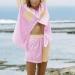 SAFRISIOR Women's 2 Piece Casual Tracksuit Set - Striped Long Sleeve Shirt & High Waisted Mini Shorts, Pink&Yellow, Medium - Buy Online on GoSupps.com