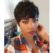 VRZ Human Hair Short Pixie Wigs with Bangs Pixie Cut Short Hair Wigs Black Layered Pixie Wavy Wigs for Women (SIDE WAVY)