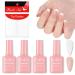 Gel Nail Polish Set - French Manicure Gel Polish White & Nude Nail Polish Set with Top Coat Base Coat Soak Off UV Gel French Manicure Set for Nail Art with French Tips Guides Sticker