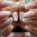 24PCS White Tip Gradient Pink Press on Nails Medium Square Fake Nails with Glitter Designs False Nails Acrylic Glossy Ballerina Artificial Glue on Nails Full Cover Stick on Nails for Women and Girls