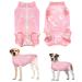 Slowton dogbody after op soft breathable leakage protection anti-wound licking suit with zipper e-neck band Alternative one-piece for dogbody after castration male bitch xxl pink