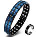 Vicmag Men Magnetic Bracelets Titanium Steel Magnet Bracelet Ultra Strength Double Row 3500 Gauss Wristband Brazaletes with Adjustment Tool & Jewelry Gift Box (Blue Black)