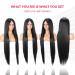 Lsybeauty Synthetic 37 Inch Long Straight Lace Front Wig for Women - 180% Density, Deep Middle Part, Heat Resistant Fiber - Black Glueless Hair Replacement with Baby Hair - Buy Online on GoSupps.com