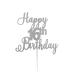 LissieLou Happy 16th Birthday Cake Topper in Pretty Glitter Card Made in the UK - Silver