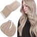 Easyouth Hair Extensions Tape in Human Hair Blonde Tape in Hair Extensions Ash Blonde Highlight Tape in Real Hair Extensions Remy Hair 16 Inch 40g 20Pcs 16 Inch #18P613