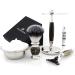 Jag Shaving Razor Set | 3-Part Shaving Kit - JAG's Lee Range with Synthetic Silver Spitzhaar Brush & Safety Razor | Elegant Green Horn Imitation Stand - Buy Online on GoSupps.com