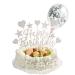 Cake Topper Stitch Cake Topper Happy Birthday Cake Topper for Boy Girl Kids Men Women Happy Birthday Sign for Cake (SILVER)