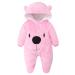 Baby Hooded Rompers Flannel Winter Outfits Boys Girls Snowsuits Feet Covered Jumpsuit 9-12 Months 9-12 Months D