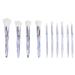 HEALLILY Makeup Brush Set Rainbow Color Cosmetic Brush with Crystal Transparent Handle for Makeup 10Pcs (White)
