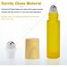 Frosted Glass Essential Oil Roller Bottles (10pcs) - Yellow, Wood Grain Cap, Stainless Steel Roller, 10ml Empty Perfume Bottles - Buy Online on GoSupps.com