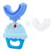 JIUJIU Kids U-Shaped Toothbrush  Food Grade Soft Silicone Brush Head  3 Sided Teeth Cleaning Removable Manual Toothbrushes for Child/Sensitive Teeth(Cake  Blue(Age 2-7)) Cake A-blue