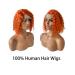 Orange T-Part Bob Wig 8 Inch Brazilian Curly Remy Human Hair Lace Front Wig 180% Density - Buy Online on GoSupps.com