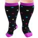 Ancrina oversize compression stockings for women and men compression socks for sports running air trips cycling 3xl-4xl black dot