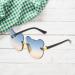 Harilla Cat Ear Shaped Sunglasses - Frameless Fashion Glasses for Kids & Adults Ideal for Beach Travel & Parties - Stylish Blue Resin Lens Gifts - Buy Online on GoSupps.com