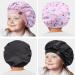 Kids Satin Sleep Cap 2 Pack - Unicorn & Black | Adjustable Silk Hair Bonnet for Babies & Toddlers with Curly Hair - Buy Online on GoSupps.com