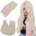 Easyouth Tape in Human Hair Extensions Platinum Blonde Glue on Extensions Remy Blonde Tape in Hair Extensions Real Hair 24 Inch 50g 20Pcs 24 Inch #60