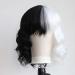 Buy TOWOWM Cruella de Vil Wig - Black & White Synthetic Bob with Pony | Perfect for Cosplay & Daily Wear - Buy Online on GoSupps.com