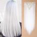 Silk-co 23" 8PCS Hairpiece Clip in Hair Extensions White 100% Synthetic Hair Piece Long Straight for Full Head 23 Inch Straight #White