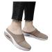 PGOJUNI Spring Casual Women Sneakers Diabetic Air-Cushion Slip-On Walking Shoes Orthopedic Diabetic Slippers Shoes 8.5 A1-khaki