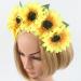 Healeved Yellow Sunflower Headdress Hawaiian Hair Simulate Flower Headband Holiday Photo Props - Buy Online on GoSupps.com