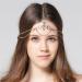 Xerling Forehead Crystal Pendant Head Chain Accessories Layered Rhinestones Headpiece for Women Girls Boho Gold Head Jewelry for Festival Wedding