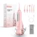 Sejoy Cordless Water Flosser Water Dental Flosser Water Flossers for Teeth Portable Oral Irrigator Rechargeable for Home Travel Office 270ML IPX7 Waterproof 5 Cleaning Modes and 5 Jet Tips Pink