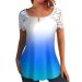 YZHM Womens Lace Short Sleeve Summer Tops Square Neck Shirts Ombre Tshirts Loose Fit Tunic Top Trendy Comfy Tees Blouses Blue XX-Large