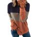 Womens Casual Color Block Sweatshirt Trendy Plaid Striped Print Loose Fit Long Sleeve Crew Neck Pullover Tops Fall Shirt Blue # 01 Large