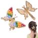 KuuGuu 2 PCS Butterfly Hair Clips Gold Pearl Hair Barrettes Crystal Butterfly Metal Alligator Hair Clip Moving Butterfly Hair Clips