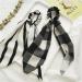 Black White Hair Scarf Scrunchies with Tail - Elastic Ponytail Bands for Women - Buy Online on GoSupps.com