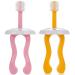 Clean 360 soft silicone child toothbrush unique design manual toothbrush toddler brush suitable for children from 1 3 years of pink+yellow