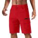 CRYSULLY Men's Cargo Quick Dry Shorts Outdoor Summer Casual Loose Fit Shorts 34 Red