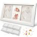 Tenquan baby handprint and footprint kit baby wood picture frame with plaster printing hand and footprint cast set with 6 packs tone-gift for newborns babies